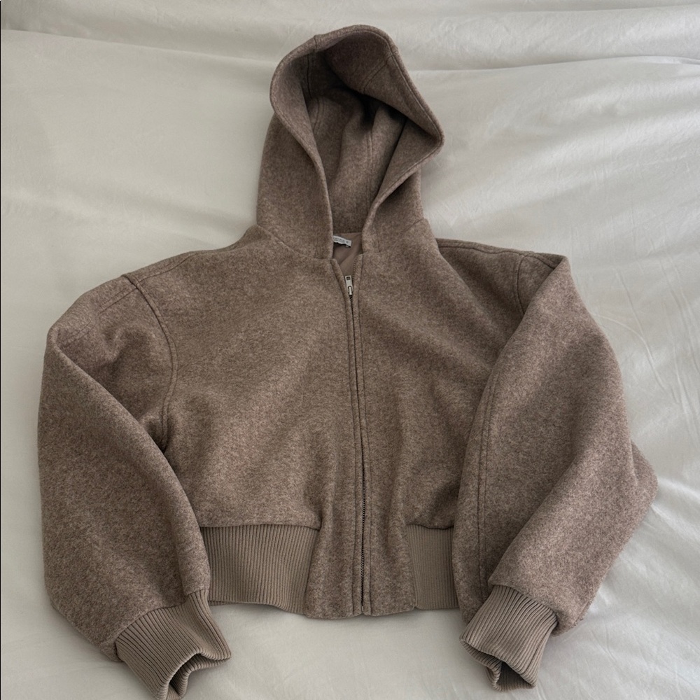 Zara bomber Beige Zip-Up Jacket